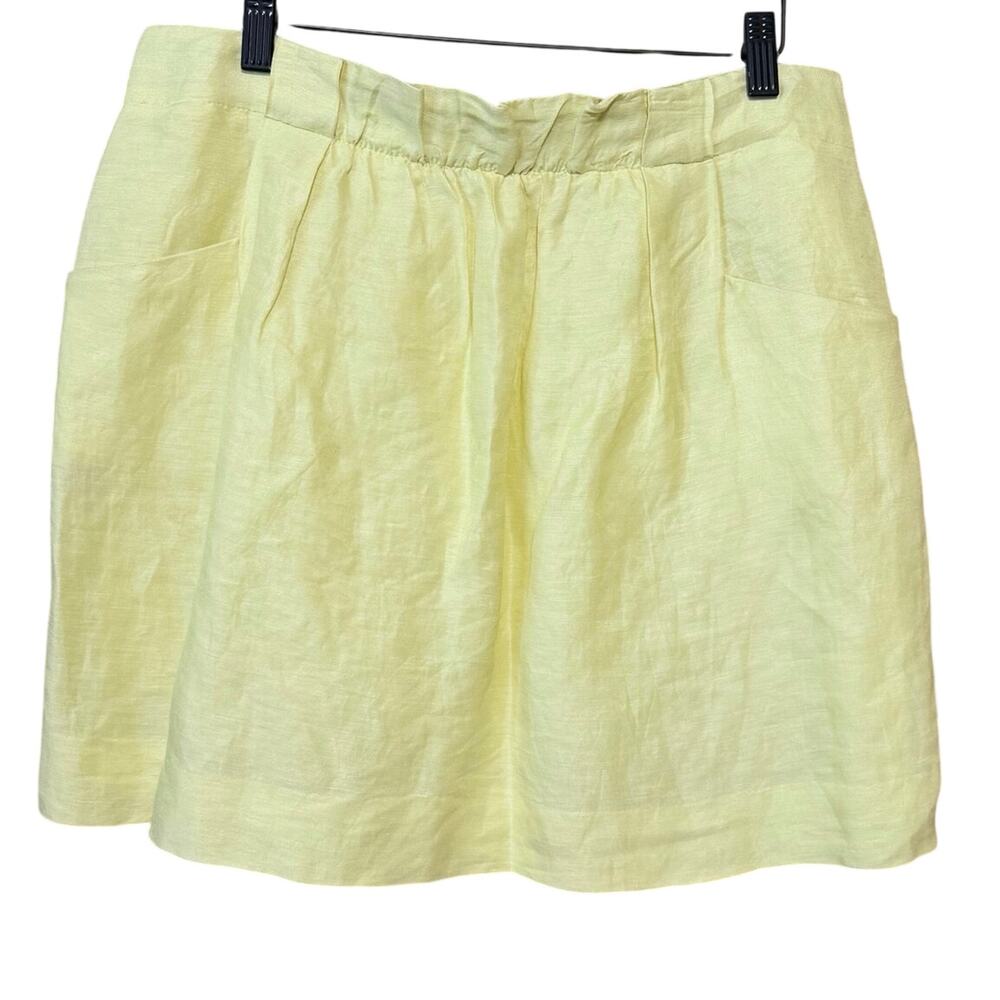 J.Crew Yellow Linen Silk Mini Skirt Sz 8 Lightweight Summer Pocket Skirt resort